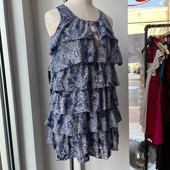 Y2K Beachy Floral Ruffle Crochet Racerback Tank Top - Picture 4 of 7